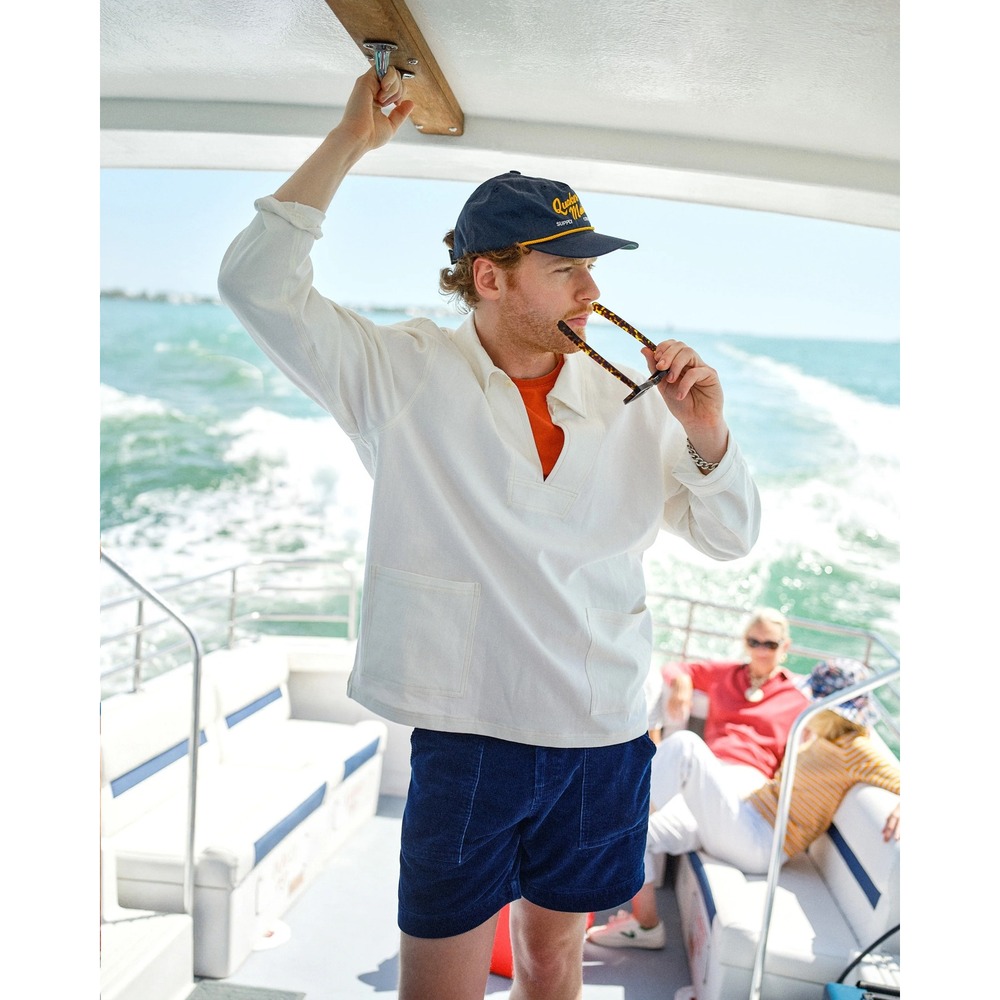 Quaker Marine Supply Mens Navy Blue Corduroy Shorts Size Large Anchor Logo